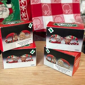 VTG IN Excellent Condition Festive Christmas Napkin Rings In Original Box